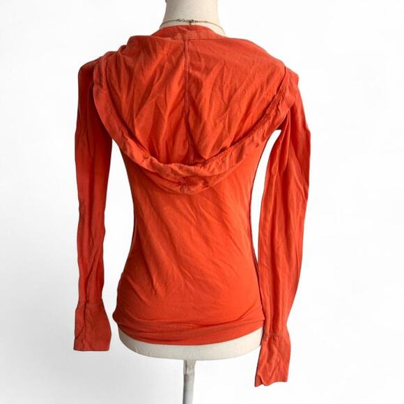 American Eagle Vintage Light Weight Long sleeve Top Attached Hoodie Super 2000s - Picture 2 of 5